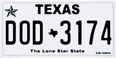 TX license plate DOD3174