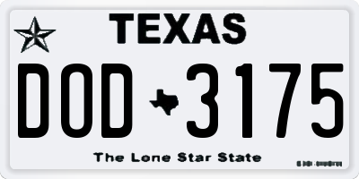 TX license plate DOD3175