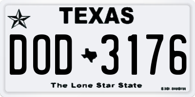 TX license plate DOD3176