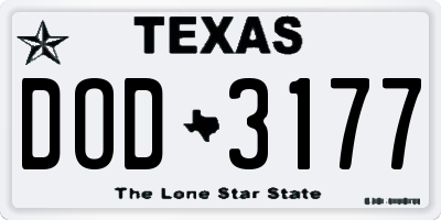 TX license plate DOD3177