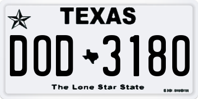 TX license plate DOD3180