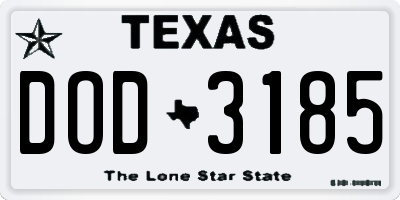TX license plate DOD3185