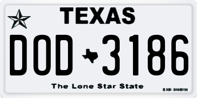 TX license plate DOD3186