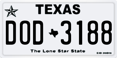 TX license plate DOD3188