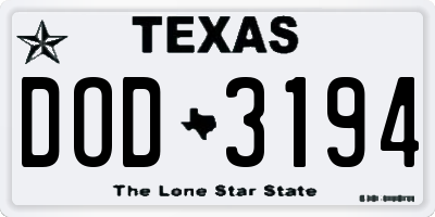 TX license plate DOD3194
