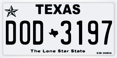 TX license plate DOD3197