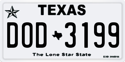 TX license plate DOD3199