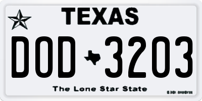 TX license plate DOD3203