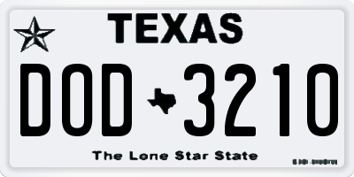 TX license plate DOD3210