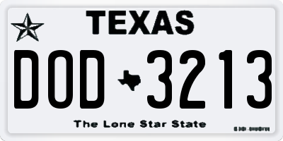 TX license plate DOD3213