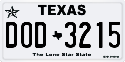 TX license plate DOD3215