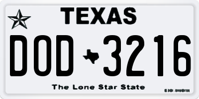 TX license plate DOD3216