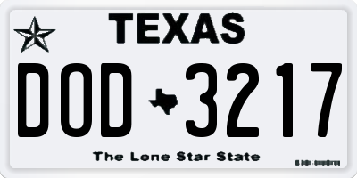 TX license plate DOD3217