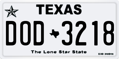 TX license plate DOD3218