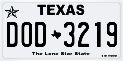 TX license plate DOD3219
