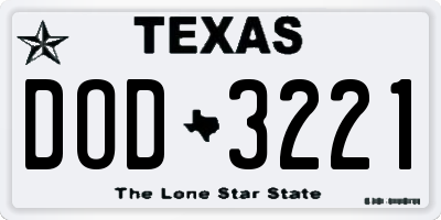 TX license plate DOD3221