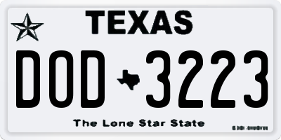 TX license plate DOD3223