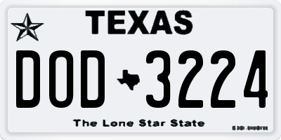 TX license plate DOD3224