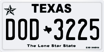TX license plate DOD3225