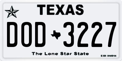 TX license plate DOD3227
