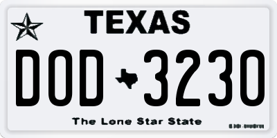 TX license plate DOD3230