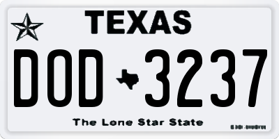 TX license plate DOD3237