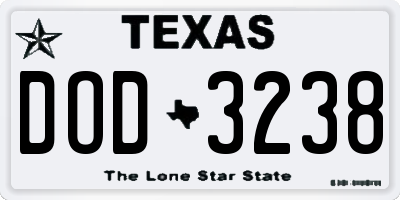 TX license plate DOD3238