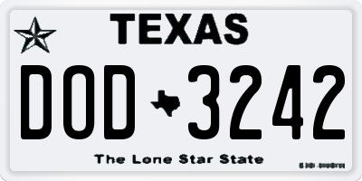 TX license plate DOD3242
