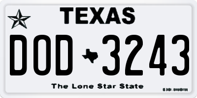 TX license plate DOD3243