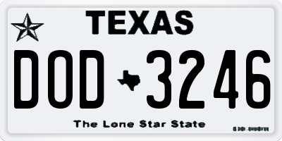 TX license plate DOD3246