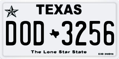TX license plate DOD3256