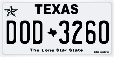 TX license plate DOD3260