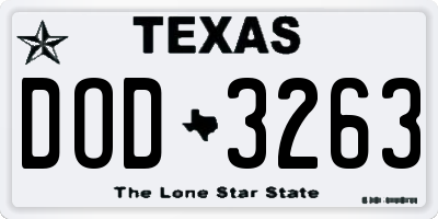 TX license plate DOD3263