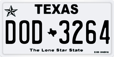 TX license plate DOD3264