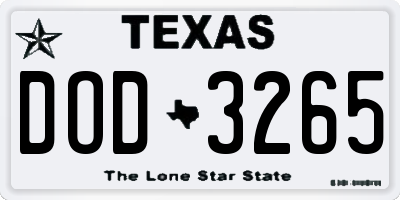 TX license plate DOD3265