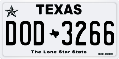 TX license plate DOD3266