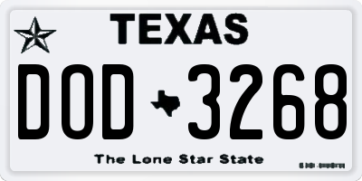 TX license plate DOD3268