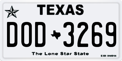 TX license plate DOD3269