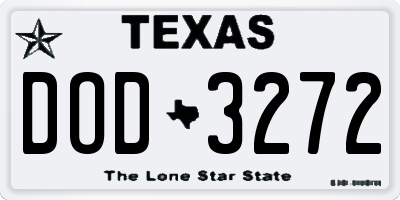 TX license plate DOD3272
