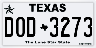 TX license plate DOD3273