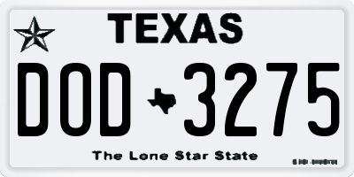 TX license plate DOD3275