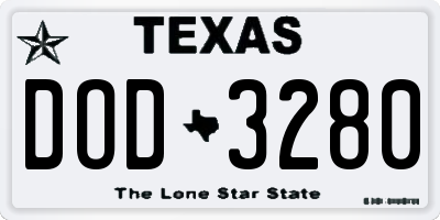 TX license plate DOD3280