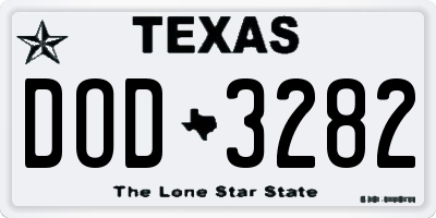 TX license plate DOD3282