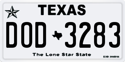 TX license plate DOD3283
