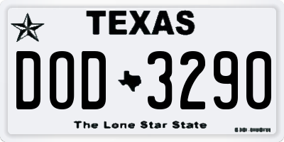 TX license plate DOD3290