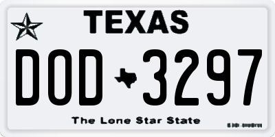 TX license plate DOD3297