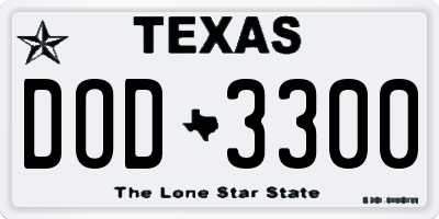 TX license plate DOD3300