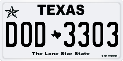 TX license plate DOD3303