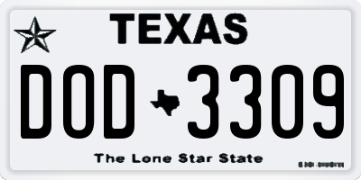TX license plate DOD3309