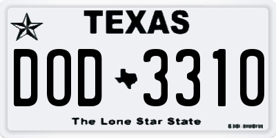 TX license plate DOD3310